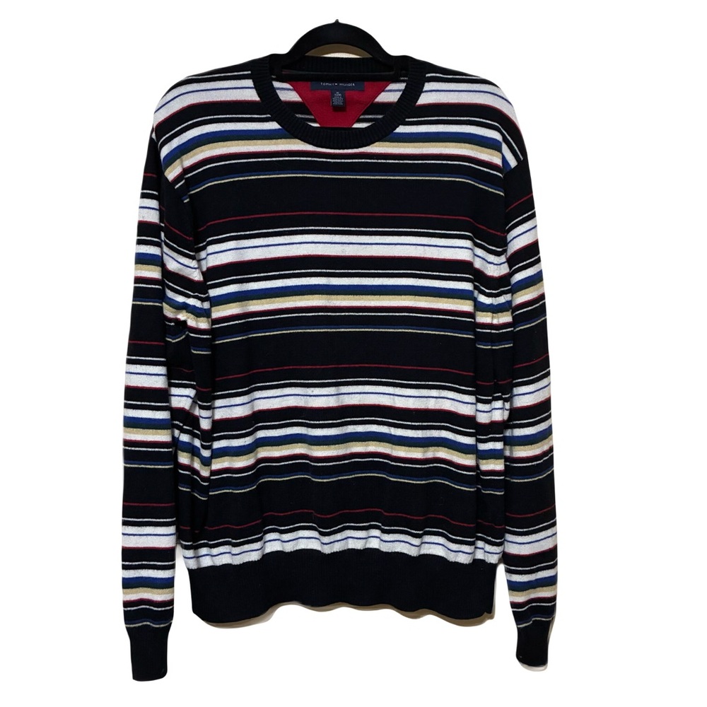 Vintage Tommy Hilfiger Wool Blend Crewneck Sweater Men’s XL Multicolor Striped